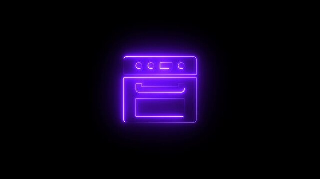Neon Purple Oven Stove Glowing Electric Range Kitchen Appliance Symbol