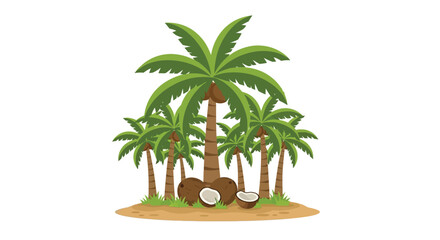 Fototapeta premium Coconuts on sandy tropical island ground.