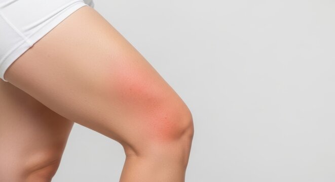 Close up of a person's leg with a red rash or skin irritation