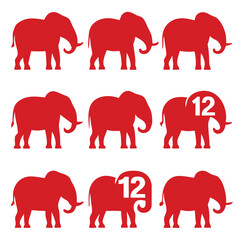 Obraz premium elephants silhouettes vector