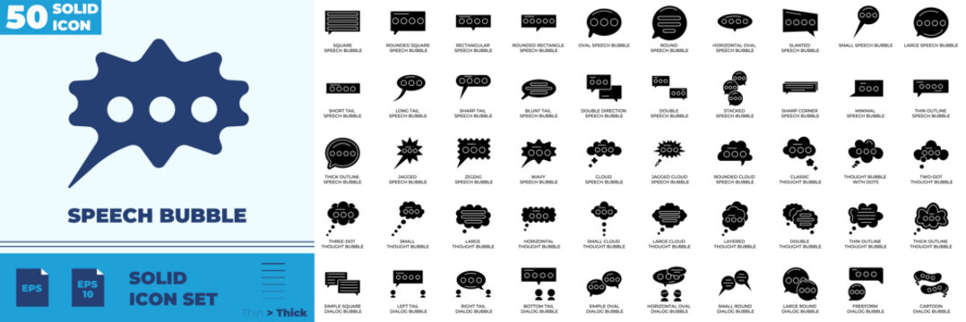 Speech Bubble Solid Editable Icons set