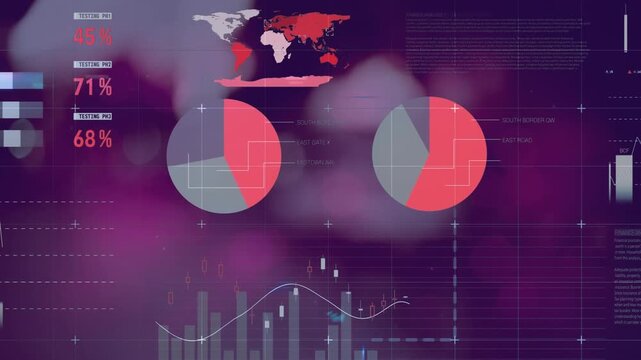 Animation of statistics and data processing on heart icons