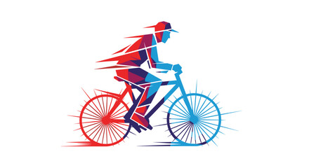 Obraz premium Dynamic Abstract Cyclist Riding Bicycle with Vibrant Colors and Motion Blur Effect.