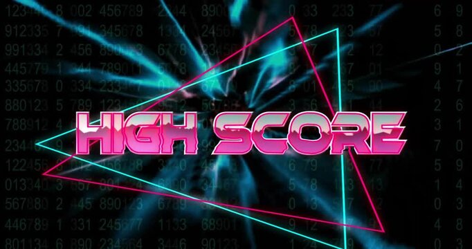 Animation of high score text over neon pattern