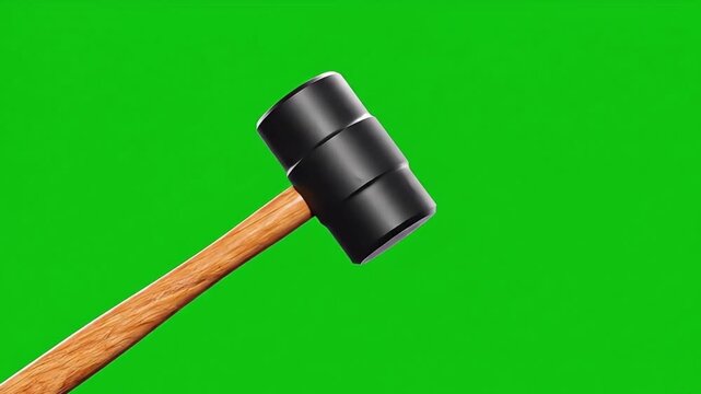 Rubber Mallet Tool on Green Screen Background.