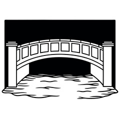 Obraz premium A bridge over a river line art 