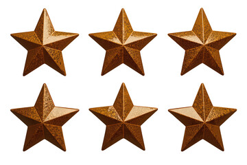 Obraz premium Golden textured stars showing quality rating, achievement, review, and success symbols with transparent background