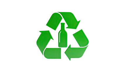 Obraz premium Green recycling symbol with a bottle silhouette in the center