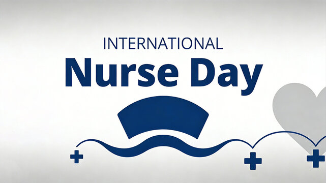 International Nurses' Day poster featuring jumper elements in the nurse's hat, representing a tribute to angels in white and a commemoration of the holiday that conveys medical care
