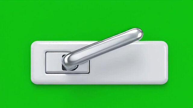 Modern Door Handle Mechanism Opens and Closes on Green Screen.