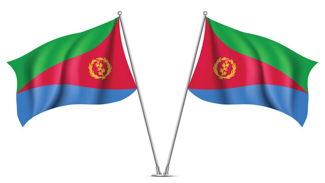 Realistic Double ERITREA Flag Mockup with Wavy Fabric Effect