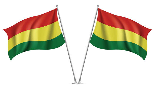 Realistic Double BOLIVIA Flag Mockup with Wavy Fabric Effect