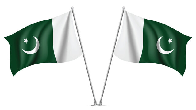 Realistic Double PAKISTAN Flag Mockup with Wavy Fabric Effect