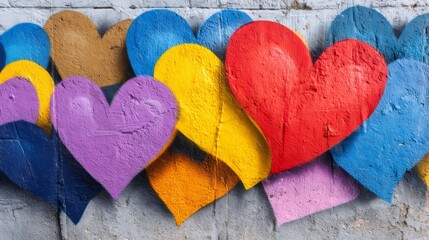 Obraz premium Colorful heart shapes painted as urban street art