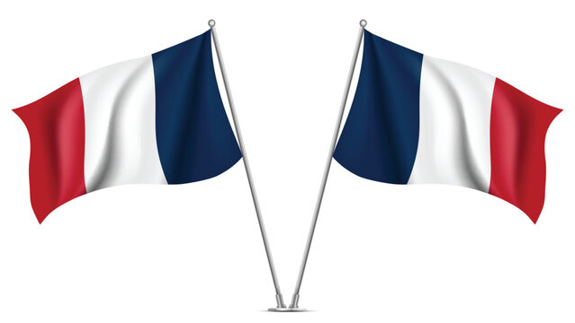 Realistic Double FRANCE Flag Mockup with Wavy Fabric Effect