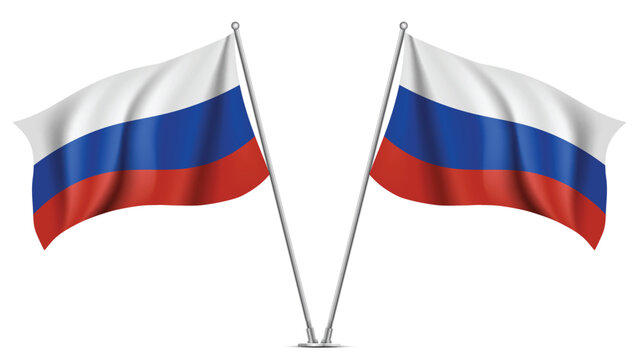 Realistic Double RUSSIA Flag Mockup with Wavy Fabric Effect