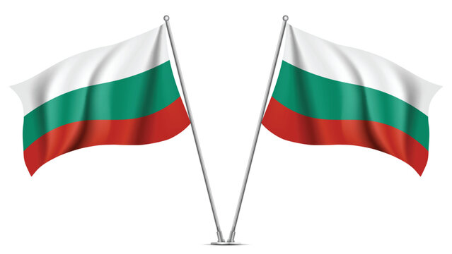 Realistic Double BULGARIA Flag Mockup with Wavy Fabric Effect