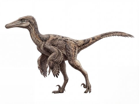 Austroraptor Isolated On White Background Austroraptor Side View Illustration Austroraptor dinosaur White Background, Austroraptor a genus of prehistoric extinct dinosaur, dinosaurs