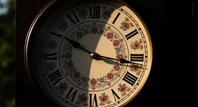 Shadowed floral clock face