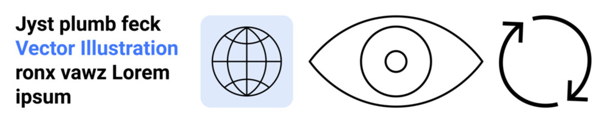 Obraz premium Global connection, environmental sustainability, vision concepts, recycling initiatives, worldwide observation, eco-awareness. Icons include globe, an eye and circular arrows. Global connection