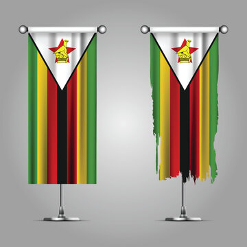 Double Style ZIMBABWE Flag Banners, Official Clean and Grunge Torn Look