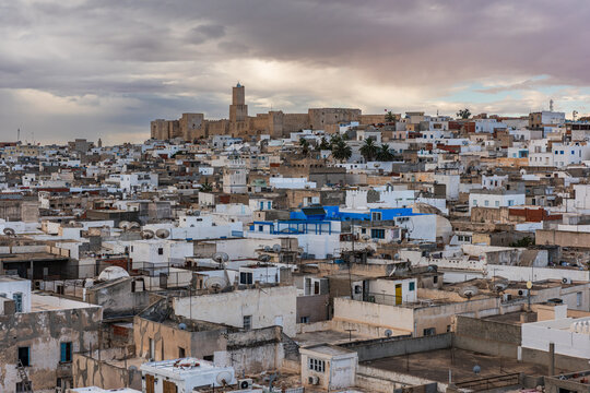 City of Sousse, with Ribat on the hill, Tunisia