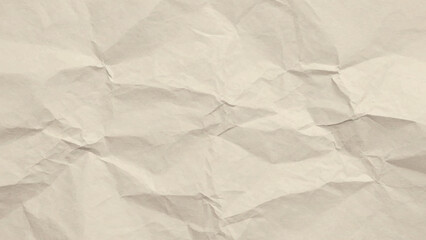 Obraz premium Close-up of heavily crumpled and wrinkled beige paper texture.