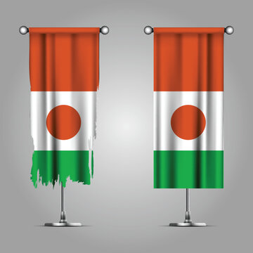 Double Style NIGER Flag Banners, Official Clean and Grunge Torn Look