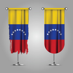 Obraz premium Double Style VENEZUELA Flag Banners, Official Clean and Grunge Torn Look