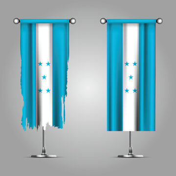 Double Style HONDURAS Flag Banners, Official Clean and Grunge Torn Look
