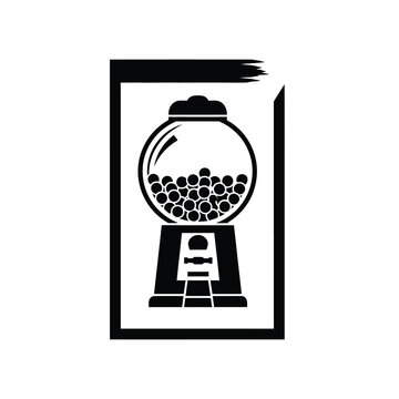 Vector illustration of a classic black and white gumball machine graphic