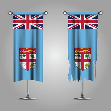 Double Style FIJI Flag Banners, Official Clean and Grunge Torn Look