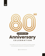 Obraz premium 80th company anniversary gold outline logo poster template