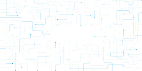 Obraz premium Abstract technology background with blue circuit lines, digital network connection pattern, futuristic data communication vector illustration