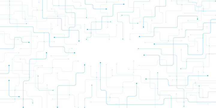 Abstract technology background with blue circuit lines, digital network connection pattern, futuristic data communication vector illustration