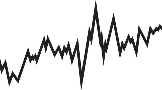 Black sharp zigzag stock trend chart line graph black line