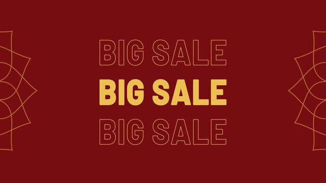Big sale discount promotion animated text for shopping and marketing 4K