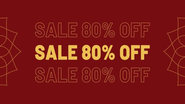 Sale 80 percent off discount promotion animated text for shopping and marketing 4K
