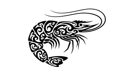 Obraz premium Black shrimp tattoo design art.