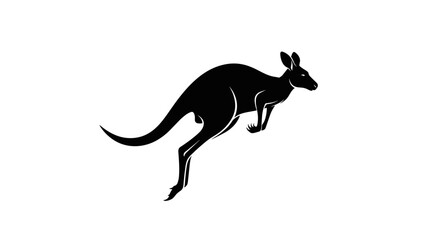 Fototapeta premium Black silhouette of kangaroo jumping.