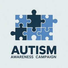Fototapeta premium Blue puzzle pieces forming a symbol of support for autism awareness campaign efforts