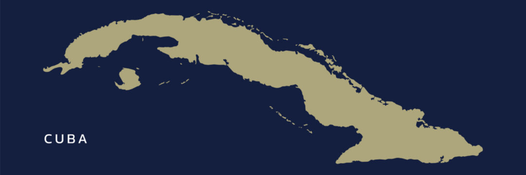 Map of Cuba silhouette on dark background geographic island outline. Cuba map island for travel and cartography concepts