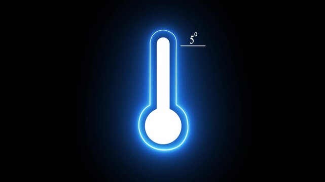 Thats indicates weather temperature 5
 degree increase or decline. Neon Medical thermometer icon 4k animation...