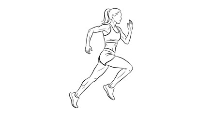 Obraz premium Woman in athletic wear running swiftly outdoors in daytime with energetic motion.