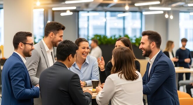 Una instant&aacute;nea sincera de colegas que comparten un momento alegre durante una actividad de formaci&oacute;n de equipos, colegas, retrato, negocios IA generativa