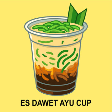 Es Dawet Ayu Cup - Indonesian Traditional Iced Dessert Beverage Illustration Vector