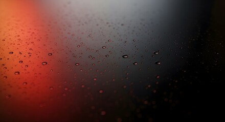 Obraz premium water droplets on a wet surface with red and white light
