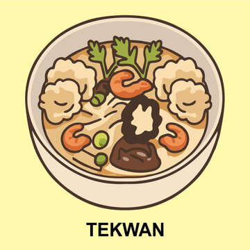 Tekwan Indonesian Traditional Fish Soup Vector Illustration