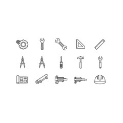 Fototapeta premium Construction and engineering tools collection with hard hat