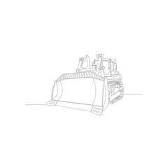 Bulldozer line art - construction heavy equipment outline © Vol